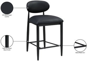 Meridian Furniture Riccio Vegan Leather Counter Stool with Ash Wood Frame and Iron Accents 11040Black-C
