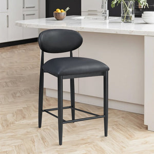 Meridian Furniture Riccio Vegan Leather Counter Stool with Ash Wood Frame and Iron Accents 11040Black-C