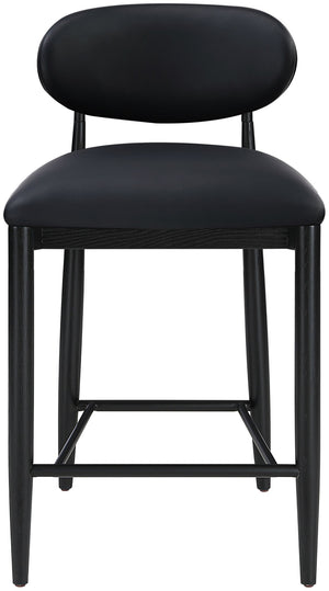 Meridian Furniture Riccio Vegan Leather Counter Stool with Ash Wood Frame and Iron Accents 11040Black-C