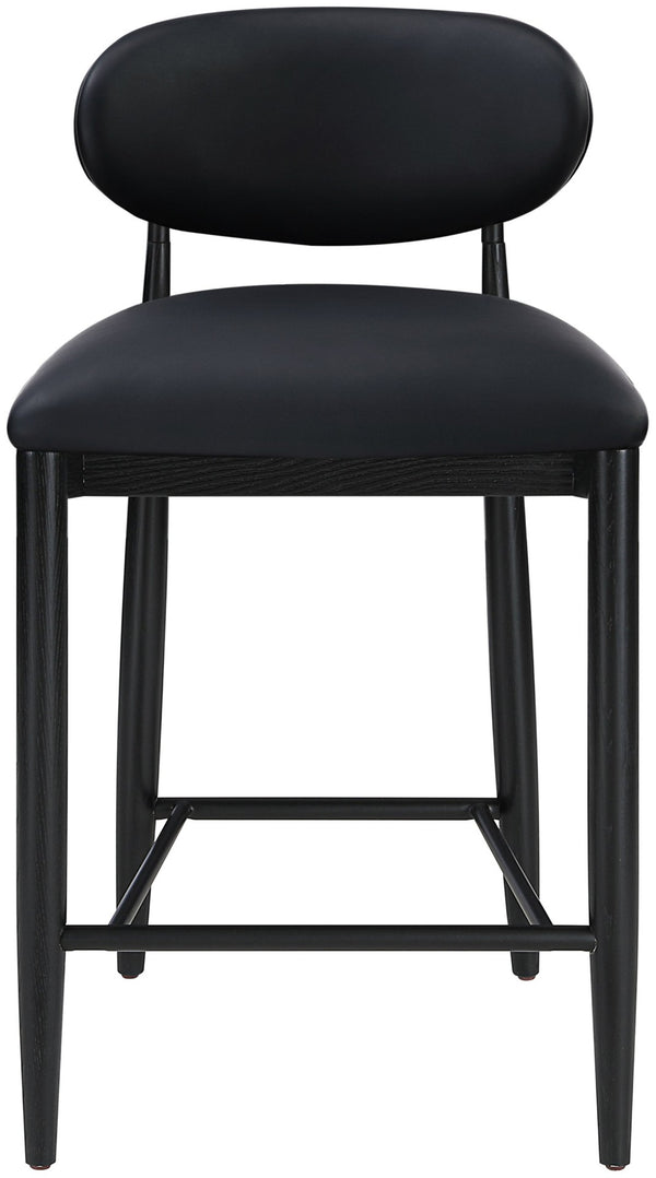 Meridian Furniture Riccio Vegan Leather Counter Stool with Ash Wood Frame and Iron Accents 11040Black-C