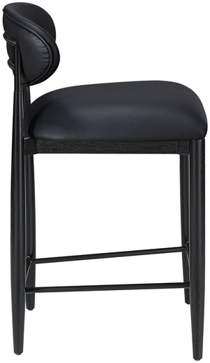 Meridian Furniture Riccio Vegan Leather Counter Stool with Ash Wood Frame and Iron Accents 11040Black-C