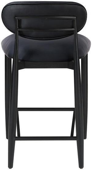 Meridian Furniture Riccio Vegan Leather Counter Stool with Ash Wood Frame and Iron Accents 11040Black-C