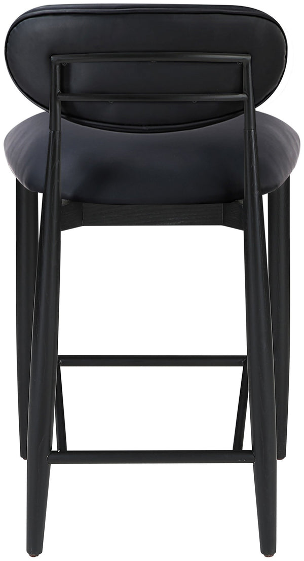 Meridian Furniture Riccio Vegan Leather Counter Stool with Ash Wood Frame and Iron Accents 11040Black-C