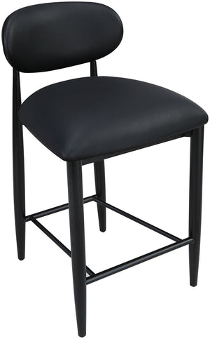 Meridian Furniture Riccio Vegan Leather Counter Stool with Ash Wood Frame and Iron Accents 11040Black-C
