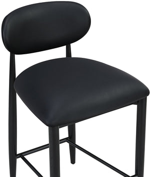 Meridian Furniture Riccio Vegan Leather Counter Stool with Ash Wood Frame and Iron Accents 11040Black-C