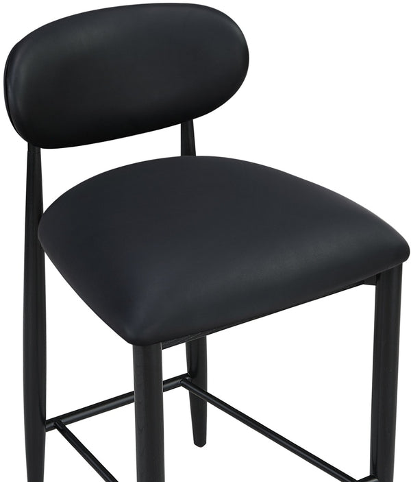 Meridian Furniture Riccio Vegan Leather Counter Stool with Ash Wood Frame and Iron Accents 11040Black-C
