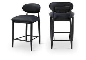 Meridian Furniture Riccio Vegan Leather Counter Stool with Ash Wood Frame and Iron Accents 11040Black-C