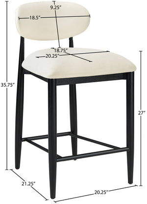 Meridian Furniture Riccio Cream Vegan Leather Counter Stool with Black Ash Frame for Kitchen Islands 11040Cream-C