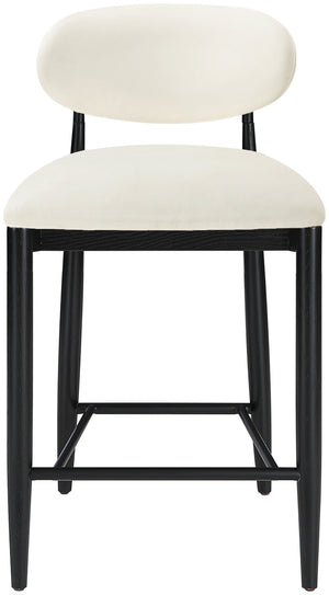 Meridian Furniture Riccio Cream Vegan Leather Counter Stool with Black Ash Frame for Kitchen Islands 11040Cream-C