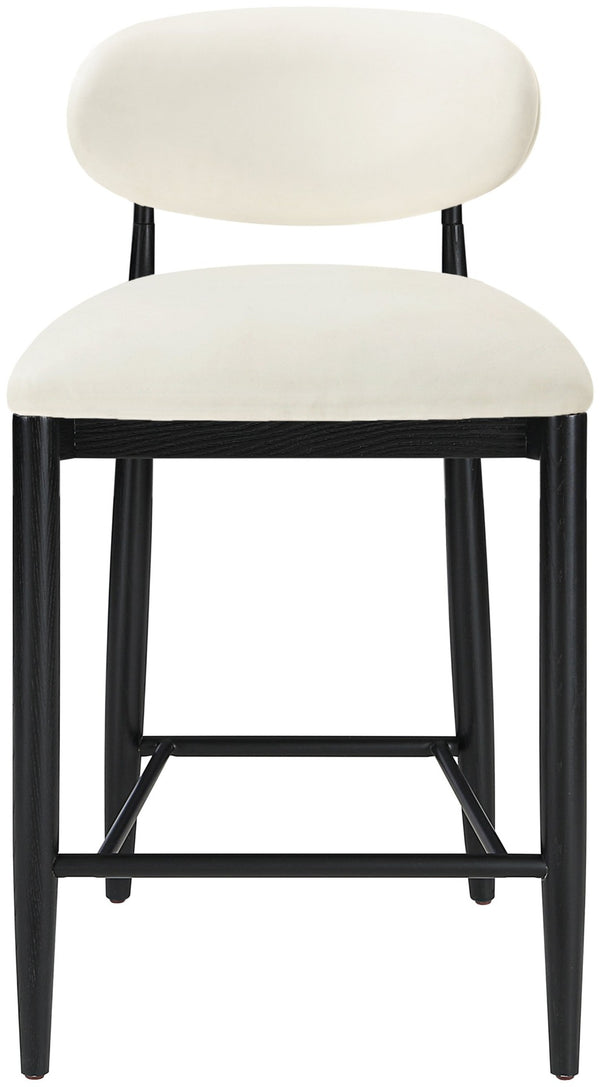 Meridian Furniture Riccio Cream Vegan Leather Counter Stool with Black Ash Frame for Kitchen Islands 11040Cream-C