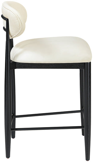 Meridian Furniture Riccio Cream Vegan Leather Counter Stool with Black Ash Frame for Kitchen Islands 11040Cream-C