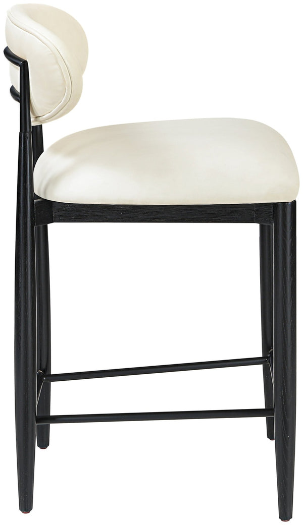 Meridian Furniture Riccio Cream Vegan Leather Counter Stool with Black Ash Frame for Kitchen Islands 11040Cream-C