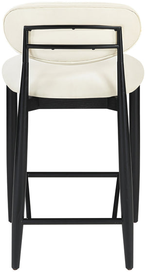 Meridian Furniture Riccio Cream Vegan Leather Counter Stool with Black Ash Frame for Kitchen Islands 11040Cream-C