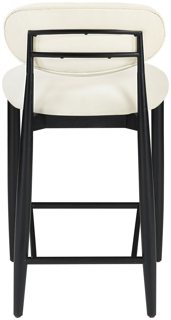 Meridian Furniture Riccio Cream Vegan Leather Counter Stool with Black Ash Frame for Kitchen Islands 11040Cream-C