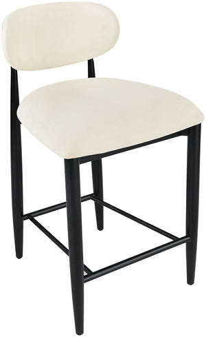 Meridian Furniture Riccio Cream Vegan Leather Counter Stool with Black Ash Frame for Kitchen Islands 11040Cream-C