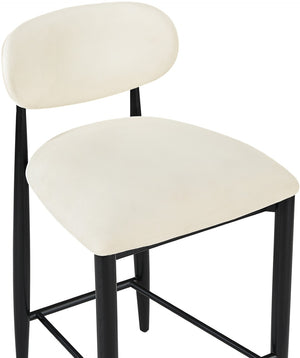 Meridian Furniture Riccio Cream Vegan Leather Counter Stool with Black Ash Frame for Kitchen Islands 11040Cream-C