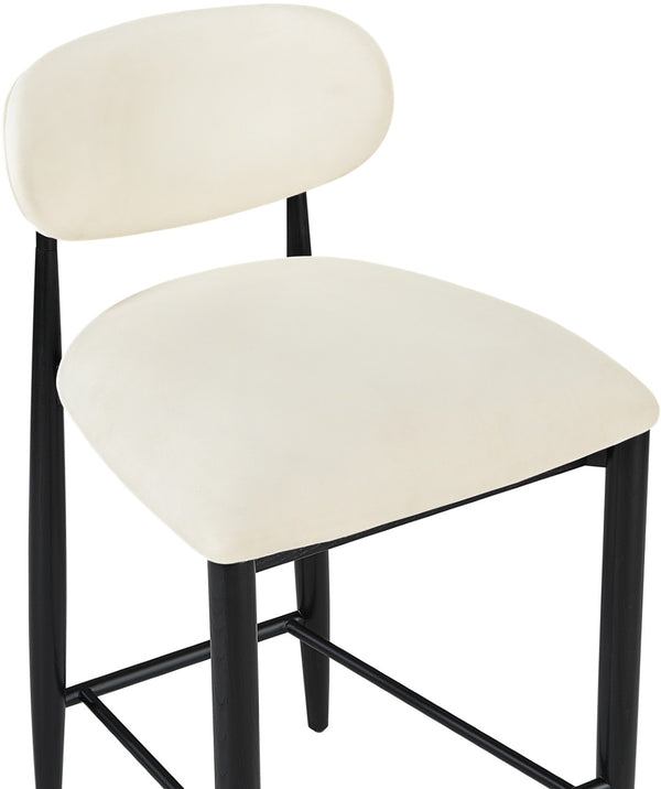 Meridian Furniture Riccio Cream Vegan Leather Counter Stool with Black Ash Frame for Kitchen Islands 11040Cream-C
