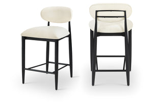 Meridian Furniture Riccio Cream Vegan Leather Counter Stool with Black Ash Frame for Kitchen Islands 11040Cream-C