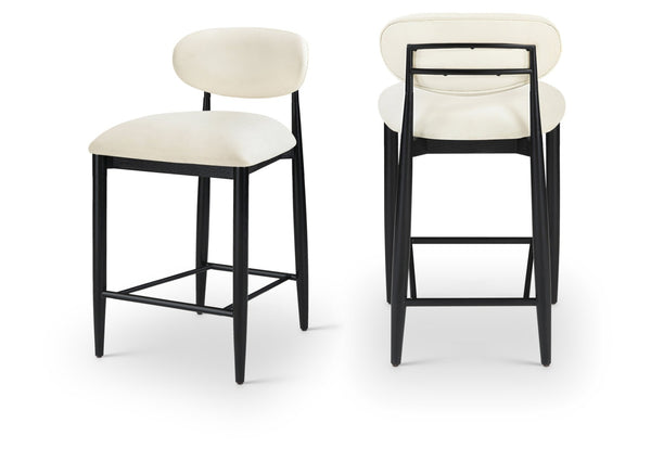 Meridian Furniture Riccio Cream Vegan Leather Counter Stool with Black Ash Frame for Kitchen Islands 11040Cream-C