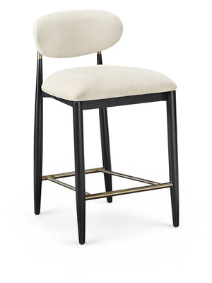 Meridian Furniture Riccio Beige Polyester Counter Stool with Ash Frame and Brushed Brass Accents 11042Beige-C