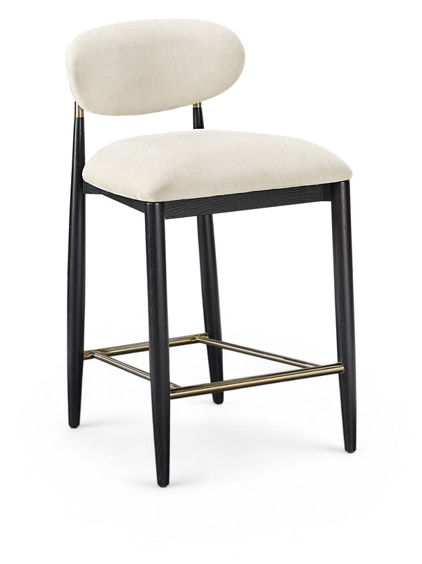 Meridian Furniture Riccio Beige Polyester Counter Stool with Ash Frame and Brushed Brass Accents 11042Beige-C