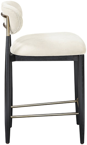 Meridian Furniture Riccio Beige Polyester Counter Stool with Ash Frame and Brushed Brass Accents 11042Beige-C