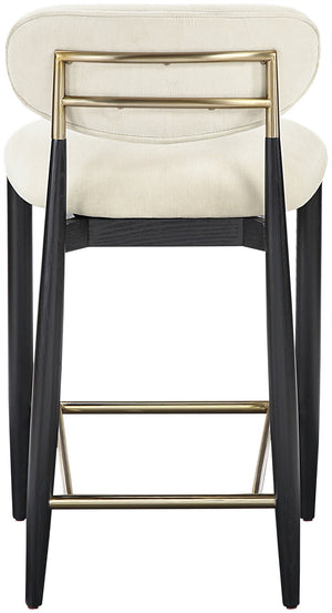 Meridian Furniture Riccio Beige Polyester Counter Stool with Ash Frame and Brushed Brass Accents 11042Beige-C
