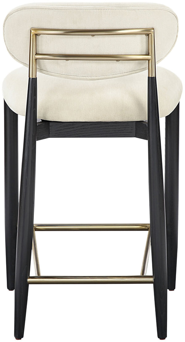 Meridian Furniture Riccio Beige Polyester Counter Stool with Ash Frame and Brushed Brass Accents 11042Beige-C