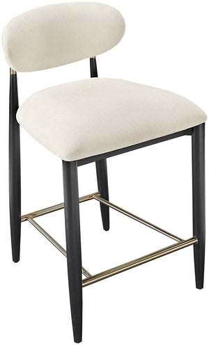 Meridian Furniture Riccio Beige Polyester Counter Stool with Ash Frame and Brushed Brass Accents 11042Beige-C