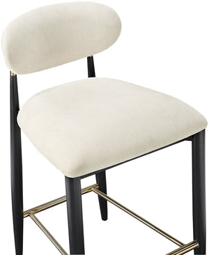Meridian Furniture Riccio Beige Polyester Counter Stool with Ash Frame and Brushed Brass Accents 11042Beige-C