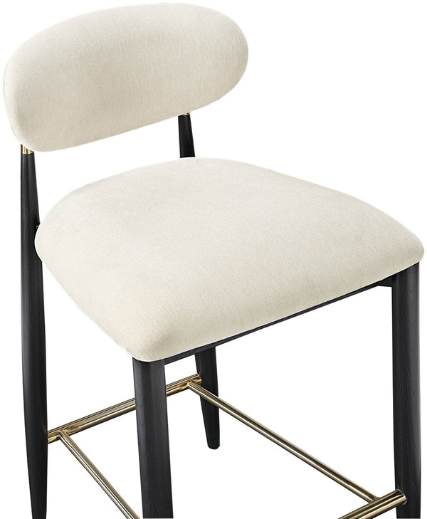 Meridian Furniture Riccio Beige Polyester Counter Stool with Ash Frame and Brushed Brass Accents 11042Beige-C