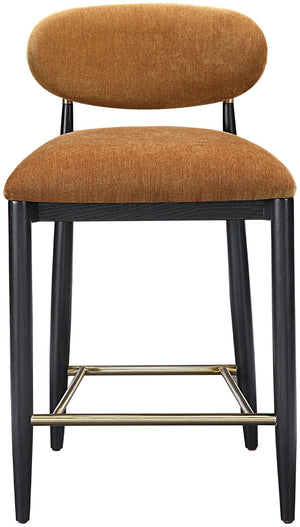 Meridian Furniture Riccio Cognac Performance Fabric Counterstool with Brass Accents and Ash Wood Frame 11042Cognac-C