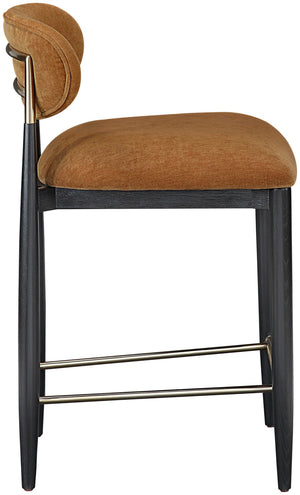Meridian Furniture Riccio Cognac Performance Fabric Counterstool with Brass Accents and Ash Wood Frame 11042Cognac-C