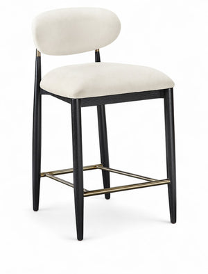 Meridian Furniture Riccio Cream Polyester Counterstool with Ash Frame and Brushed Brass Accents 11042Cream-C
