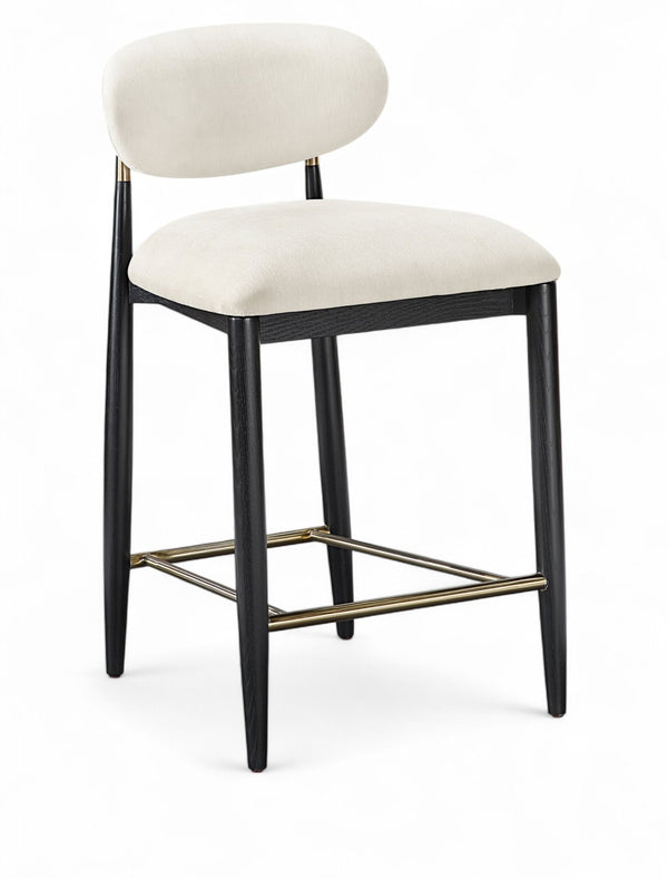 Meridian Furniture Riccio Cream Polyester Counterstool with Ash Frame and Brushed Brass Accents 11042Cream-C
