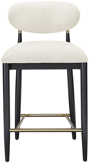 Meridian Furniture Riccio Cream Polyester Counterstool with Ash Frame and Brushed Brass Accents 11042Cream-C