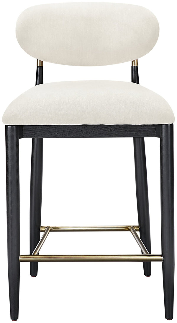 Meridian Furniture Riccio Cream Polyester Counterstool with Ash Frame and Brushed Brass Accents 11042Cream-C