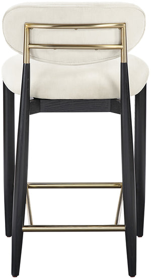Meridian Furniture Riccio Cream Polyester Counterstool with Ash Frame and Brushed Brass Accents 11042Cream-C