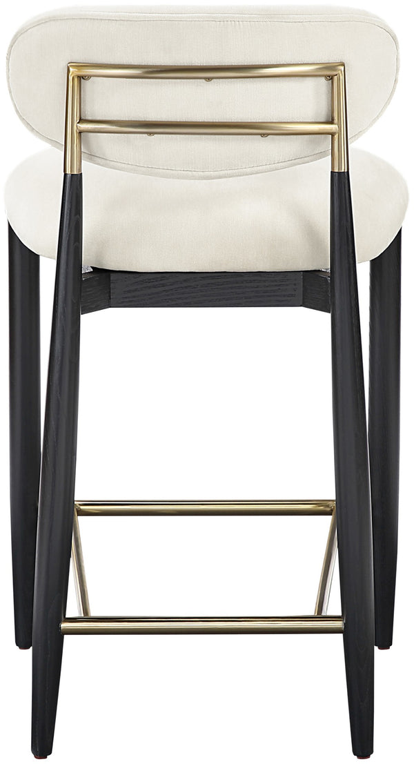 Meridian Furniture Riccio Cream Polyester Counterstool with Ash Frame and Brushed Brass Accents 11042Cream-C
