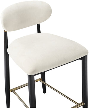 Meridian Furniture Riccio Cream Polyester Counterstool with Ash Frame and Brushed Brass Accents 11042Cream-C