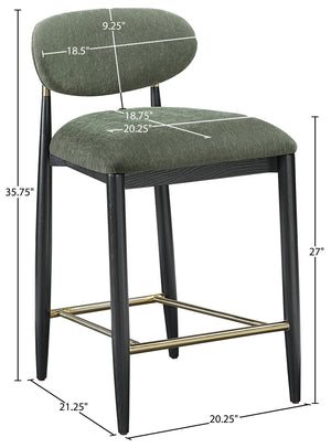 Meridian Furniture Riccio Olive Performance Fabric Counterstool with Ash Frame and Brass Hardware 11042Olive-C