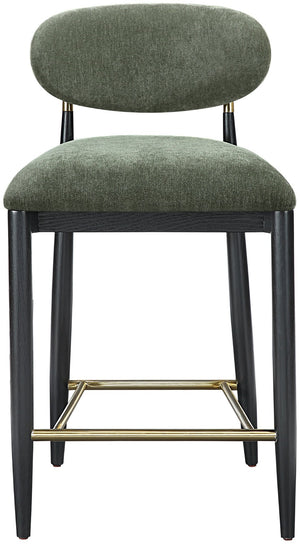 Meridian Furniture Riccio Olive Performance Fabric Counterstool with Ash Frame and Brass Hardware 11042Olive-C