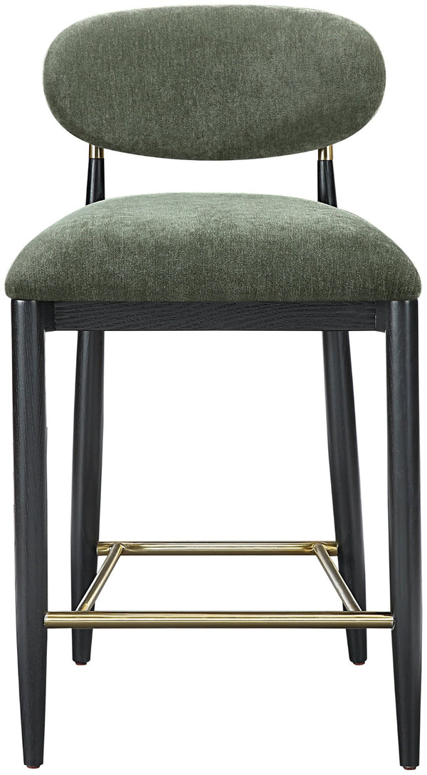 Meridian Furniture Riccio Olive Performance Fabric Counterstool with Ash Frame and Brass Hardware 11042Olive-C