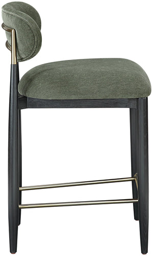 Meridian Furniture Riccio Olive Performance Fabric Counterstool with Ash Frame and Brass Hardware 11042Olive-C