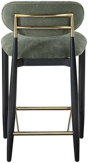 Meridian Furniture Riccio Olive Performance Fabric Counterstool with Ash Frame and Brass Hardware 11042Olive-C