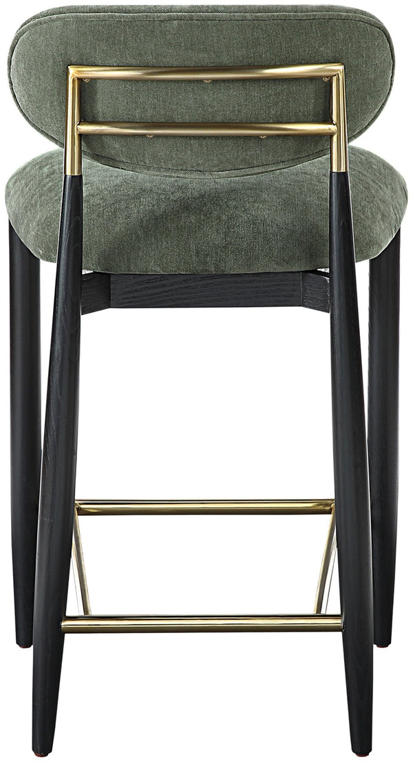 Meridian Furniture Riccio Olive Performance Fabric Counterstool with Ash Frame and Brass Hardware 11042Olive-C