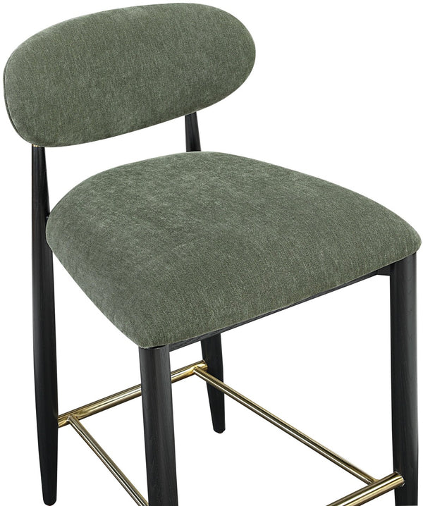 Meridian Furniture Riccio Olive Performance Fabric Counterstool with Ash Frame and Brass Hardware 11042Olive-C
