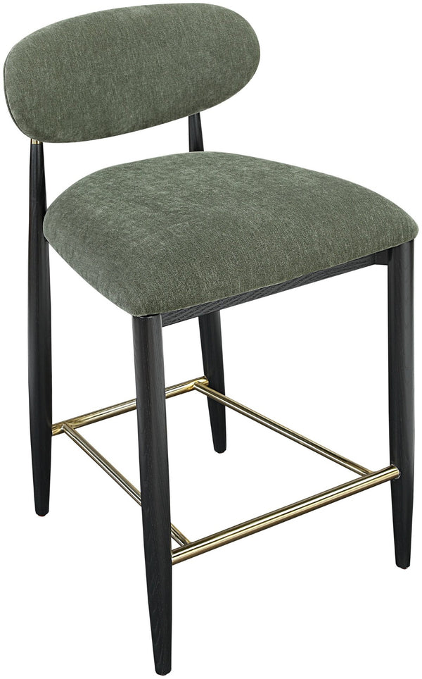 Meridian Furniture Riccio Olive Performance Fabric Counterstool with Ash Frame and Brass Hardware 11042Olive-C