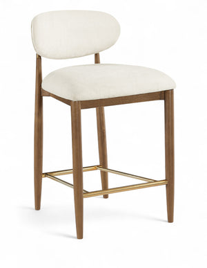 Meridian Furniture Riccio Beige Performance Fabric Counterstool with Walnut Ash Frame and Brass Accents 11043Beige-C