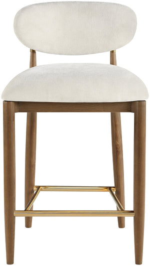 Meridian Furniture Riccio Beige Performance Fabric Counterstool with Walnut Ash Frame and Brass Accents 11043Beige-C